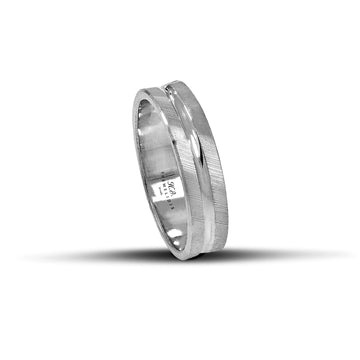 Μοντέρνες βέρες γάμου λευκόχρυσες 5 mm, σαγρέ με λουστρέ γραμμή, χειροποίητης κατασκευής, διαθέσιμες σε 9, 14, 18 ή 22 καράτια.